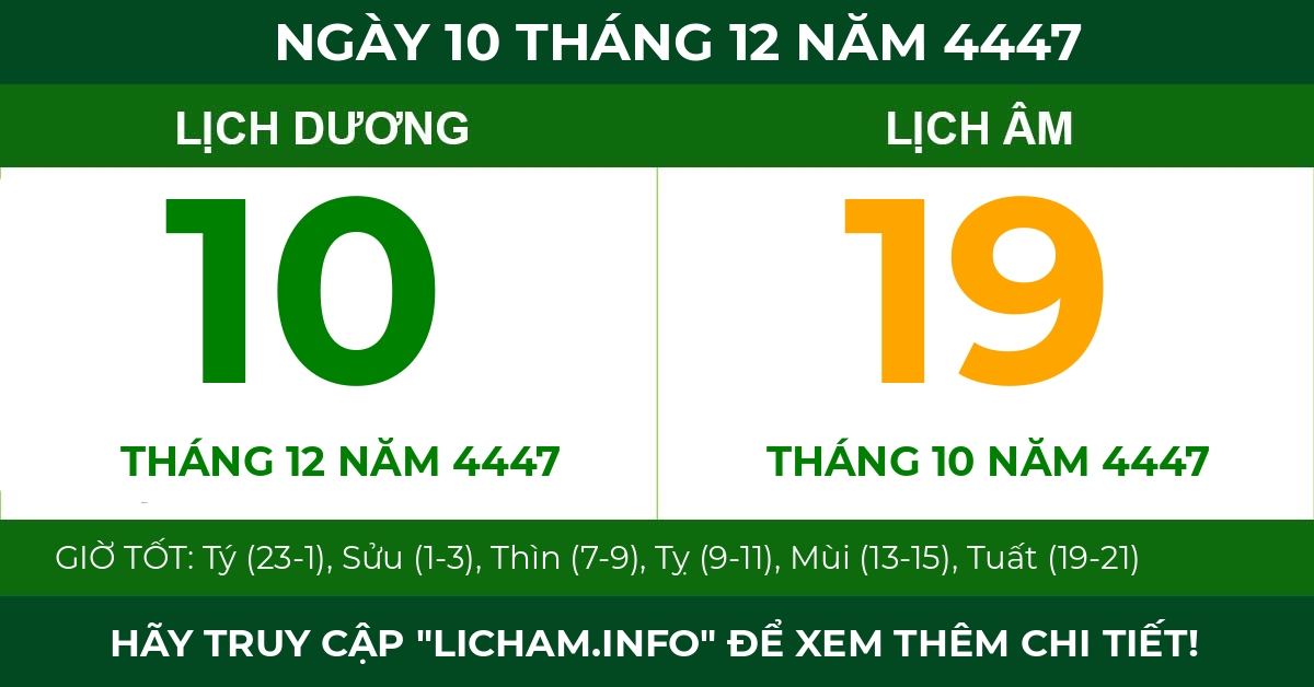 lịch âm ngày 10 tháng 12 năm 4447