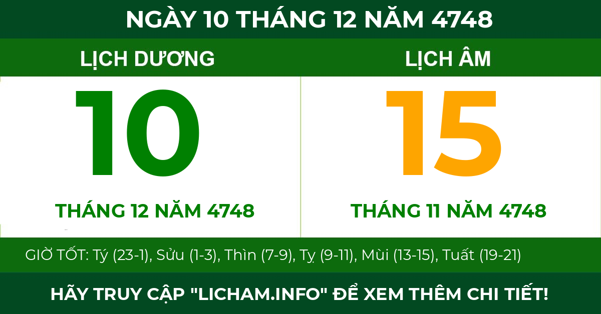 lịch âm ngày 10 tháng 12 năm 4748