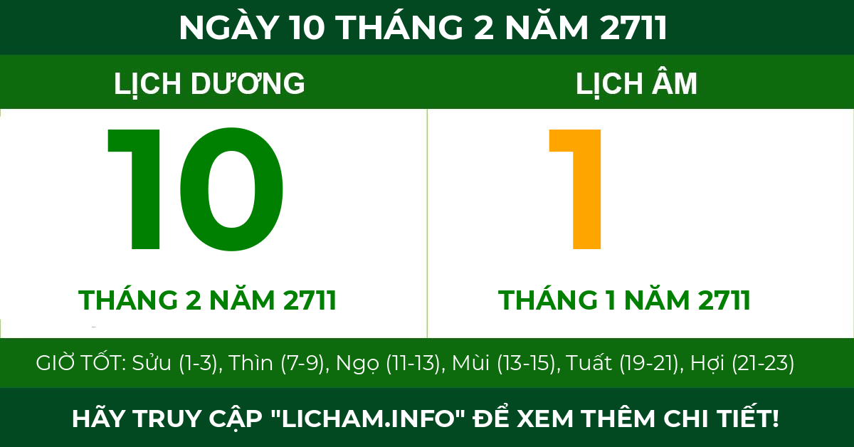 lịch âm ngày 10 tháng 2 năm 2711