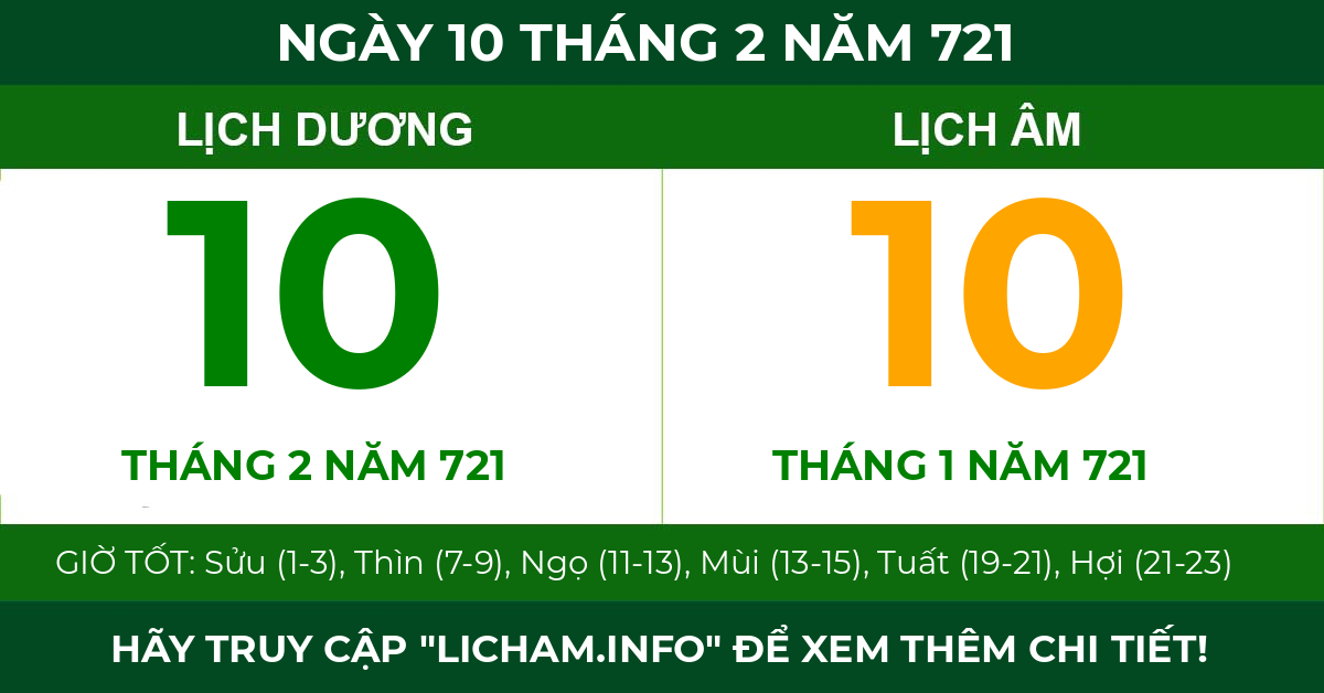 lịch âm ngày 10 tháng 2 năm 721