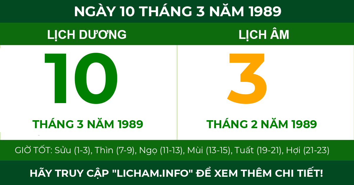 lịch âm ngày 10 tháng 3 năm 1989