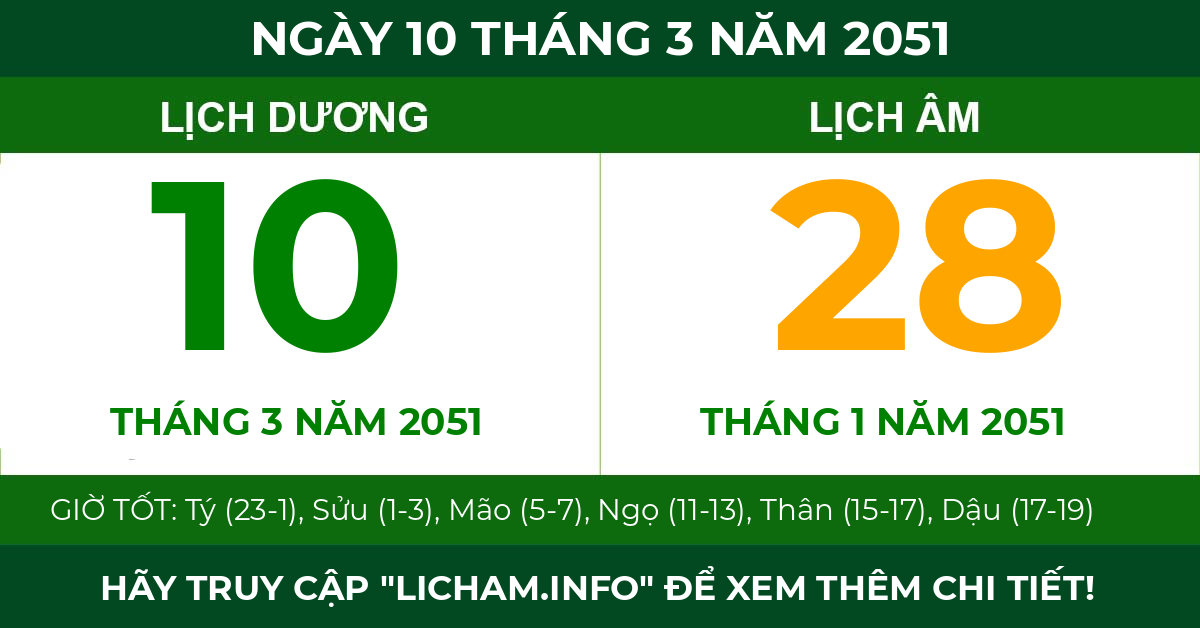 lịch âm ngày 10 tháng 3 năm 2051