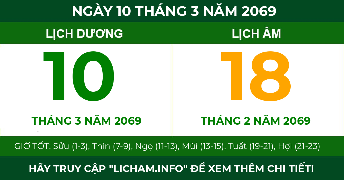 lịch âm ngày 10 tháng 3 năm 2069