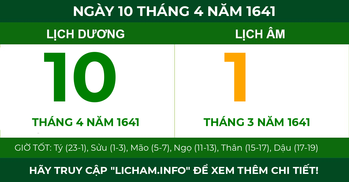 lịch âm ngày 10 tháng 4 năm 1641