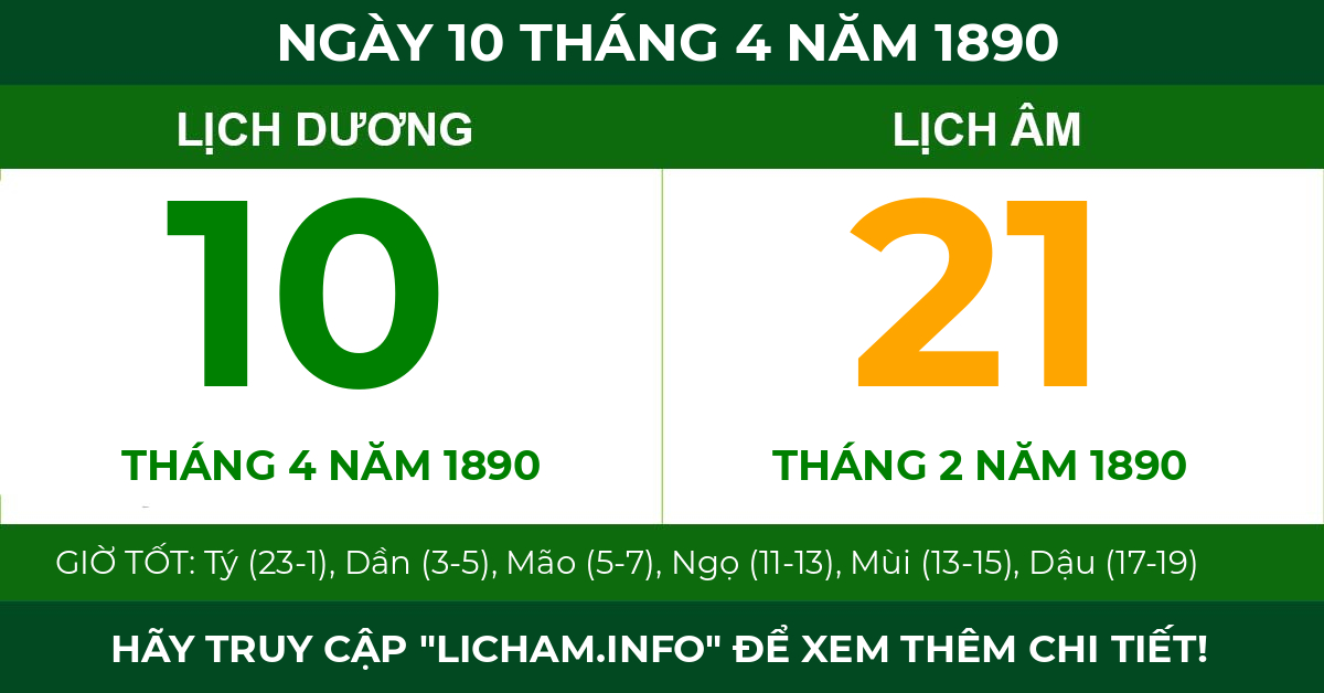 lịch âm ngày 10 tháng 4 năm 1890