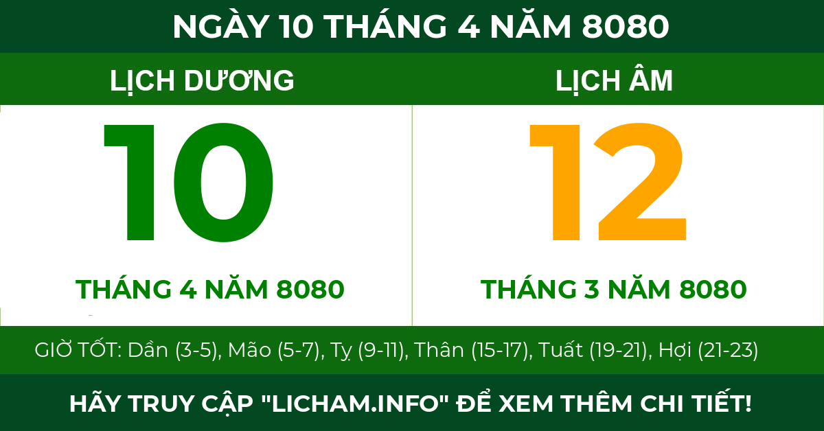 lịch âm ngày 10 tháng 4 năm 8080