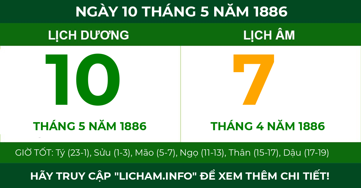 lịch âm ngày 10 tháng 5 năm 1886