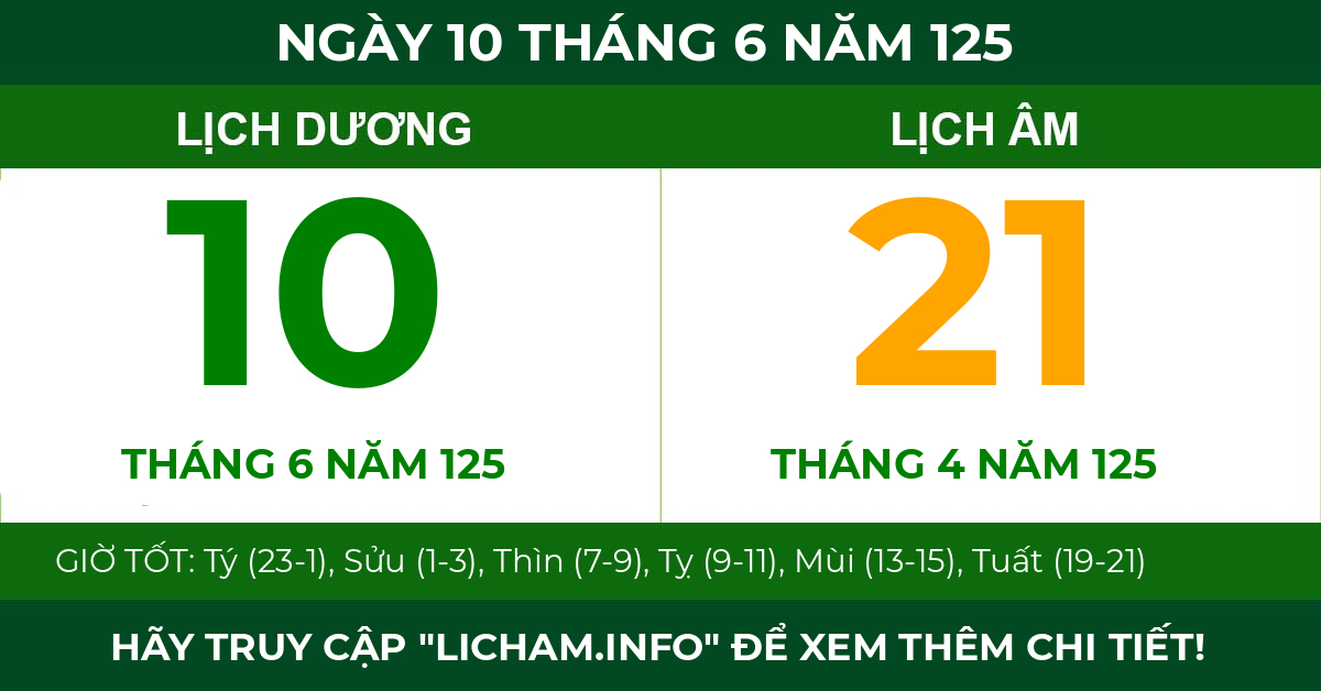 lịch âm ngày 10 tháng 6 năm 125