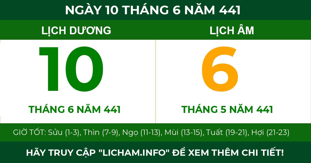 lịch âm ngày 10 tháng 6 năm 441