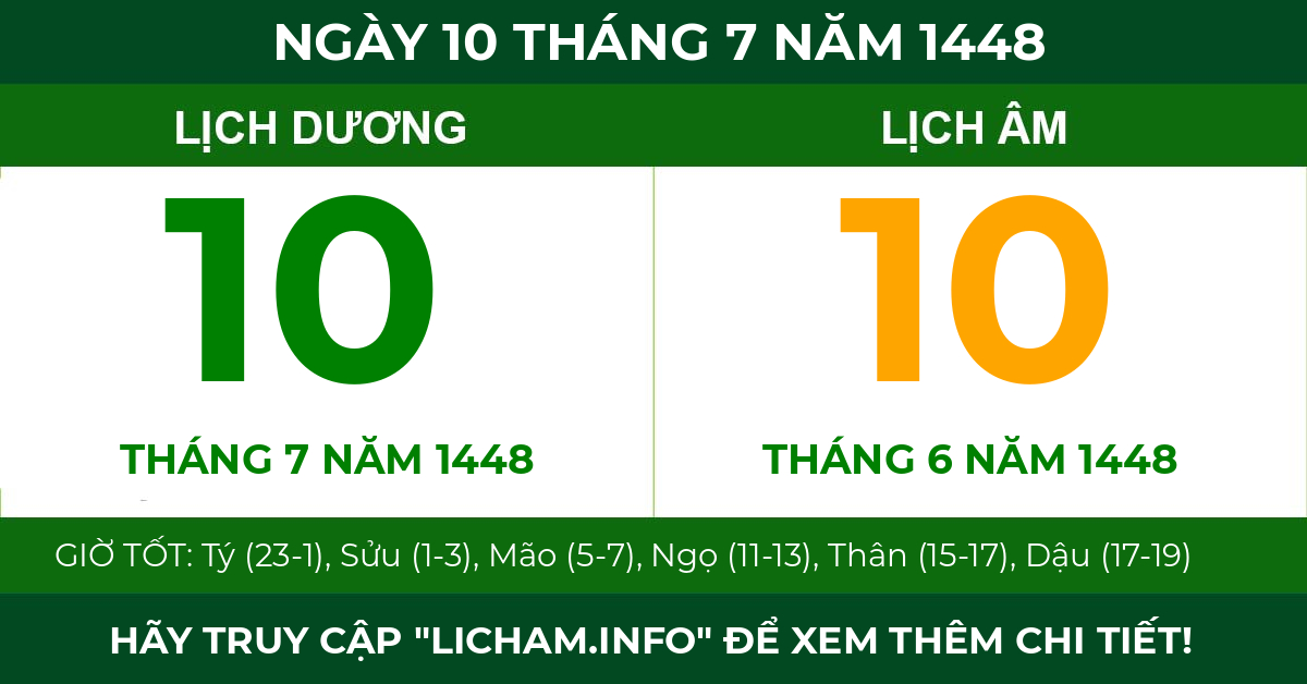 lịch âm ngày 10 tháng 7 năm 1448