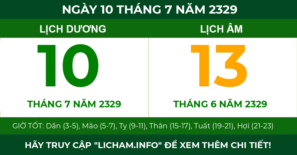 lịch âm ngày 10 tháng 7 năm 2329