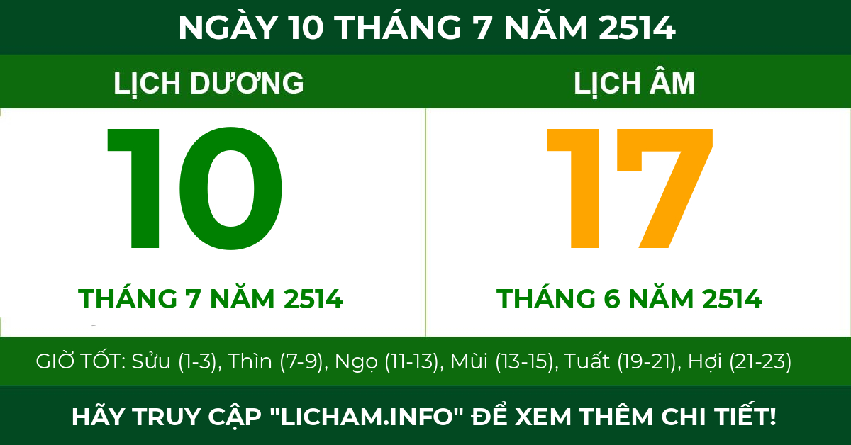 lịch âm ngày 10 tháng 7 năm 2514