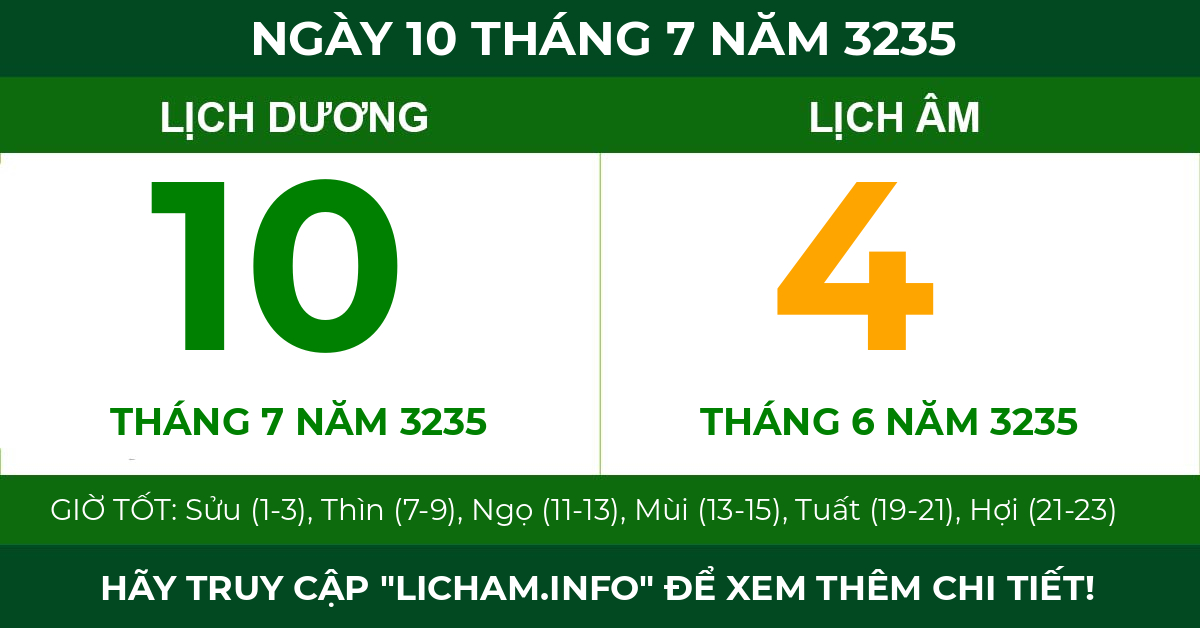 lịch âm ngày 10 tháng 7 năm 3235