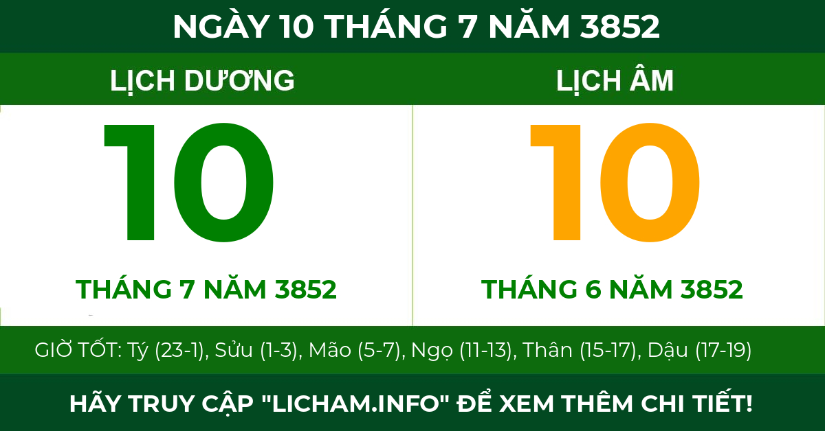 lịch âm ngày 10 tháng 7 năm 3852