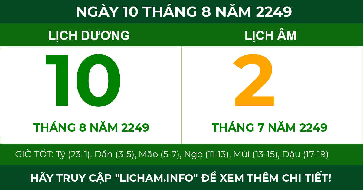 lịch âm ngày 10 tháng 8 năm 2249