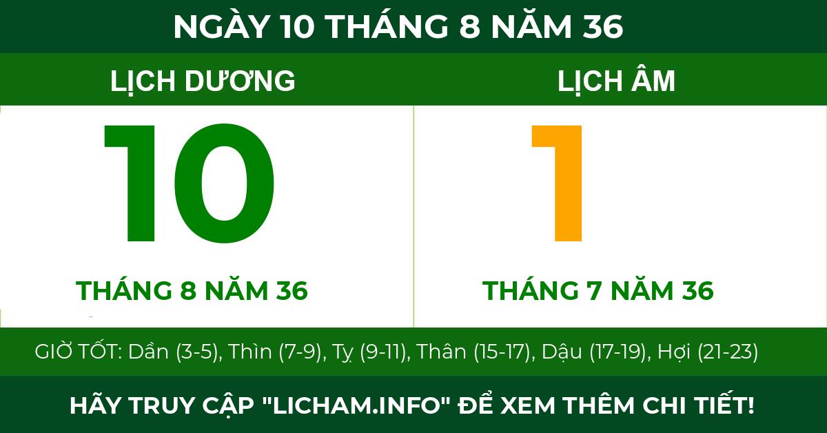 lịch âm ngày 10 tháng 8 năm 36