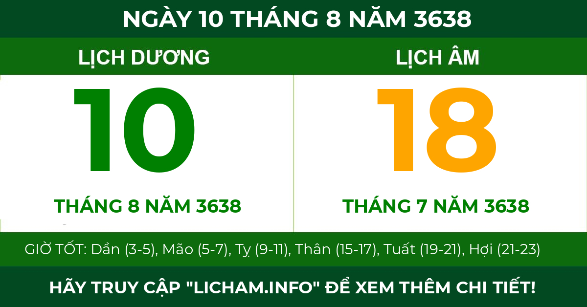 lịch âm ngày 10 tháng 8 năm 3638