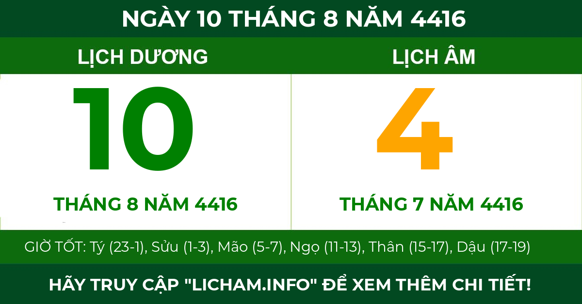 lịch âm ngày 10 tháng 8 năm 4416