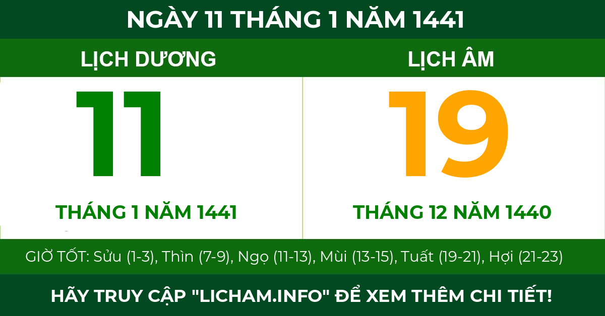 lịch âm ngày 11 tháng 1 năm 1441