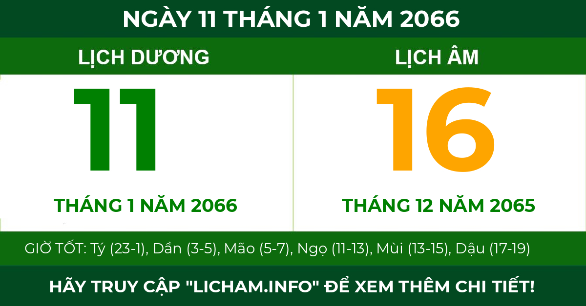 lịch âm ngày 11 tháng 1 năm 2066