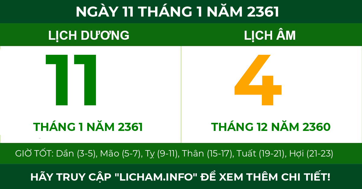 lịch âm ngày 11 tháng 1 năm 2361