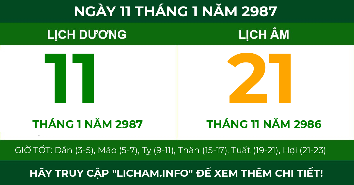 lịch âm ngày 11 tháng 1 năm 2987