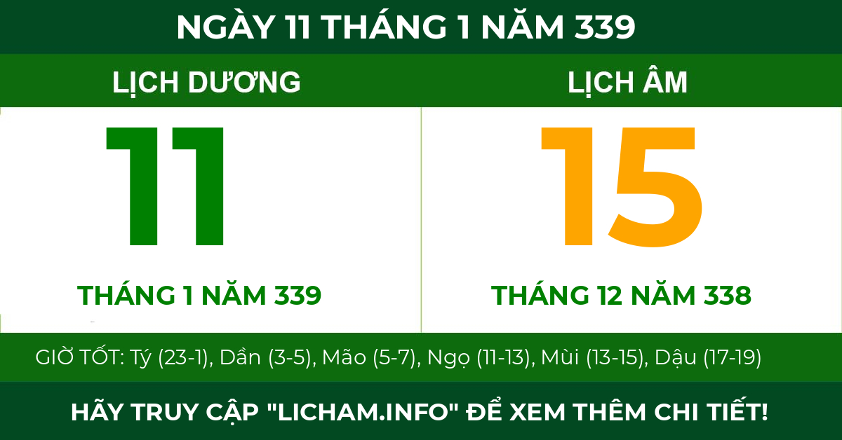 lịch âm ngày 11 tháng 1 năm 339