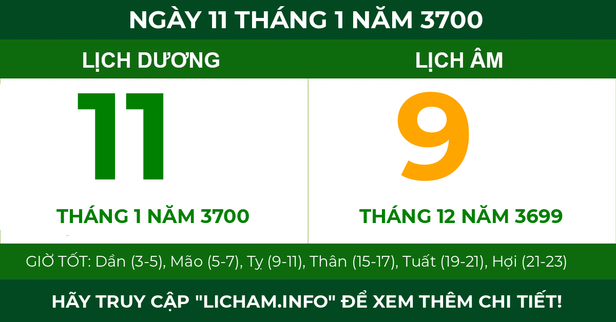 lịch âm ngày 11 tháng 1 năm 3700