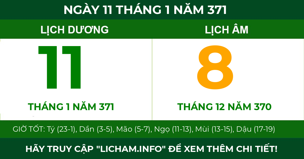 lịch âm ngày 11 tháng 1 năm 371