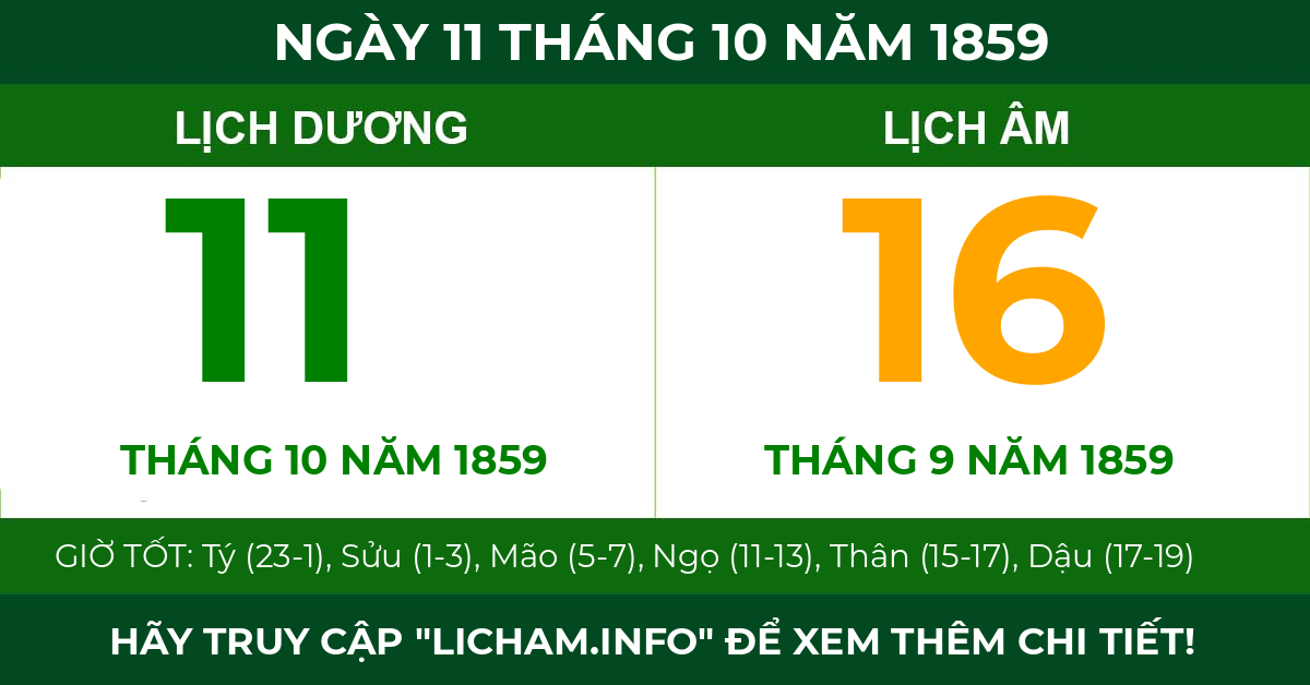 lịch âm ngày 11 tháng 10 năm 1859