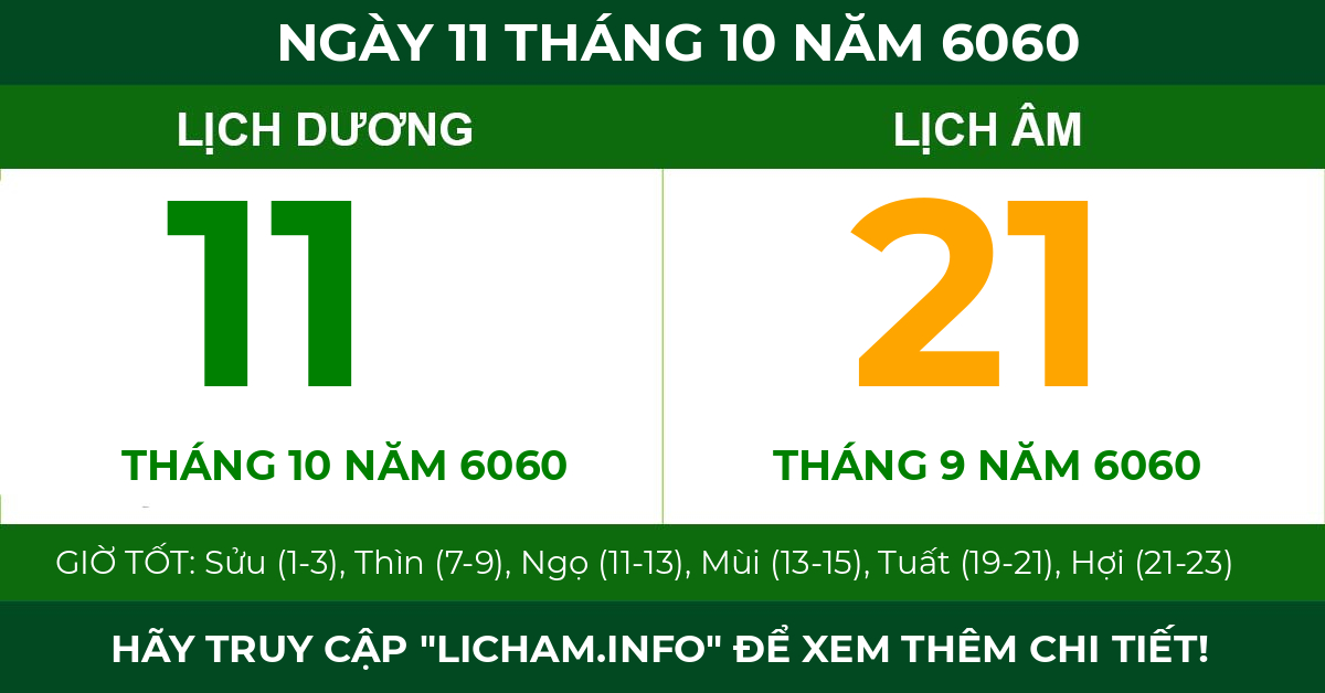 lịch âm ngày 11 tháng 10 năm 6060