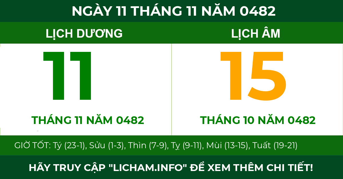 lịch âm ngày 11 tháng 11 năm 0482