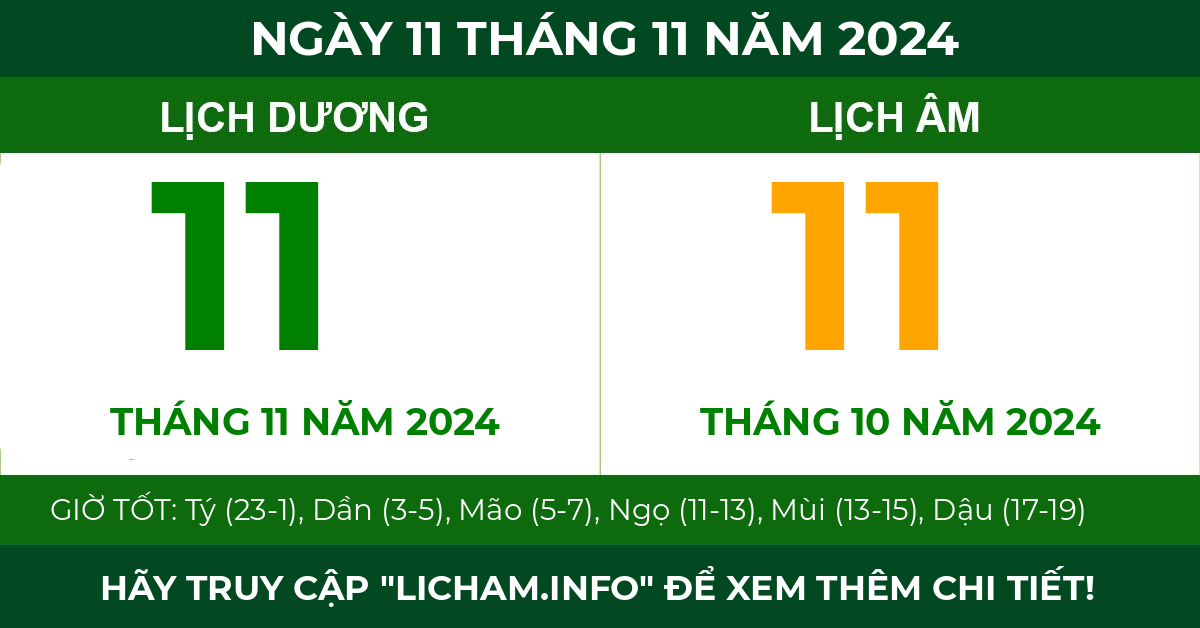 lịch âm ngày 11 tháng 11 năm 2024