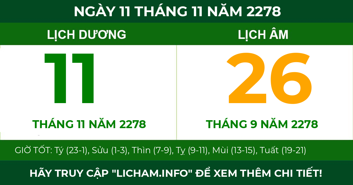 lịch âm ngày 11 tháng 11 năm 2278