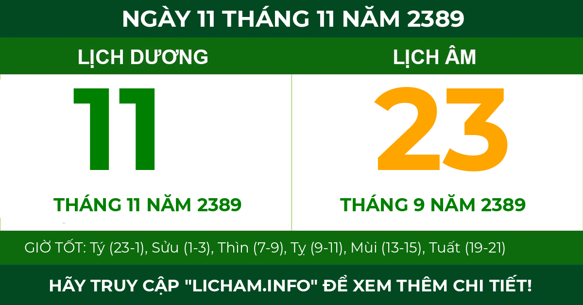 lịch âm ngày 11 tháng 11 năm 2389