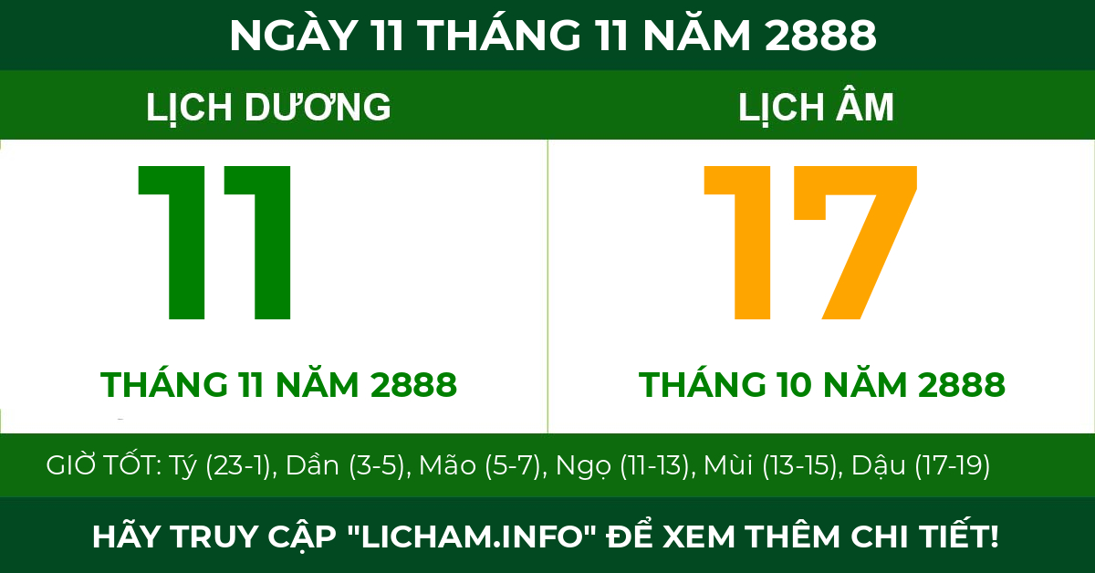 lịch âm ngày 11 tháng 11 năm 2888