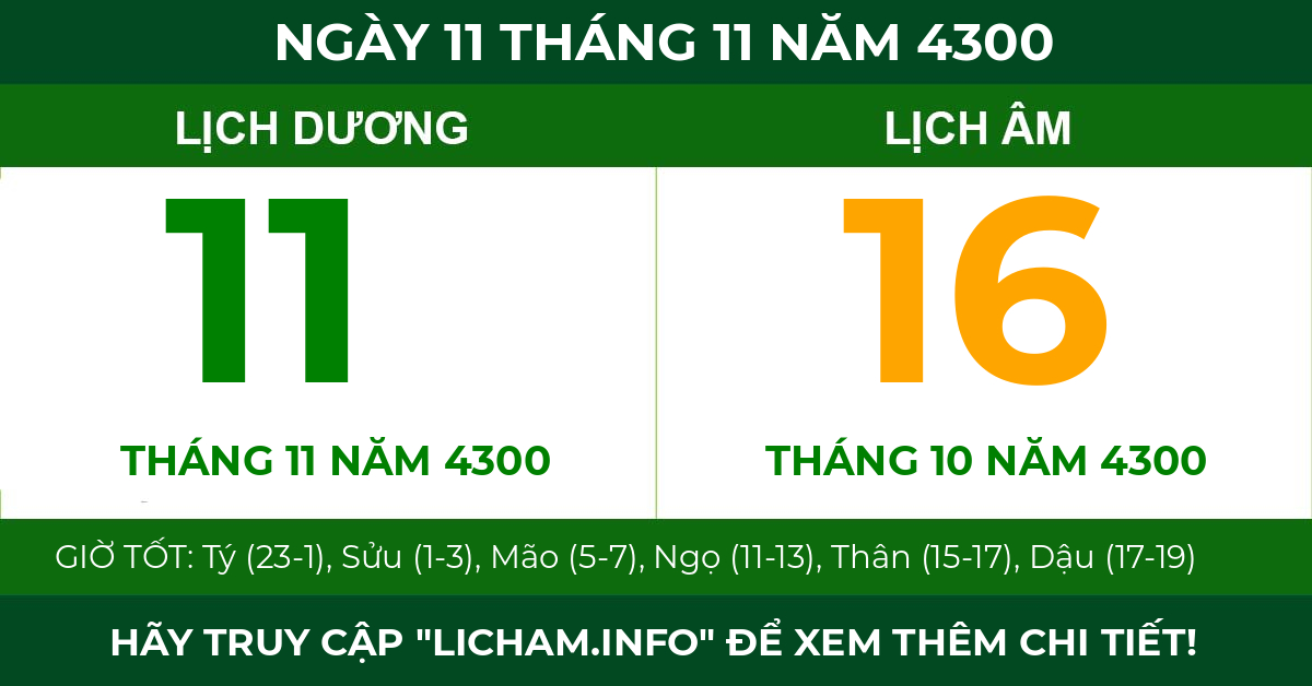 lịch âm ngày 11 tháng 11 năm 4300