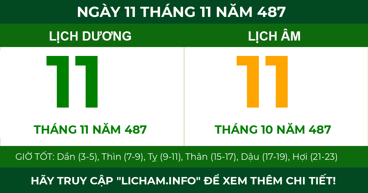 lịch âm ngày 11 tháng 11 năm 487