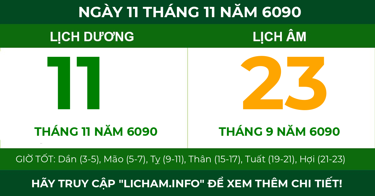 lịch âm ngày 11 tháng 11 năm 6090