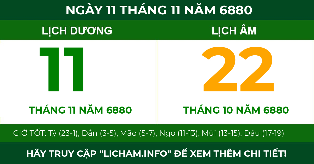 lịch âm ngày 11 tháng 11 năm 6880