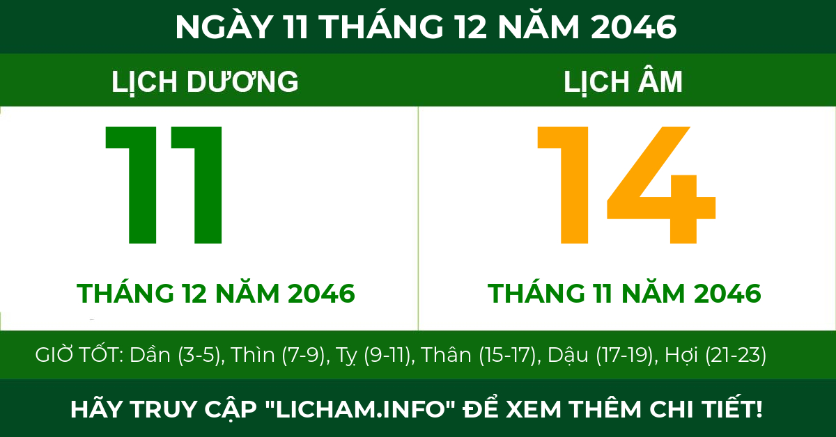 lịch âm ngày 11 tháng 12 năm 2046