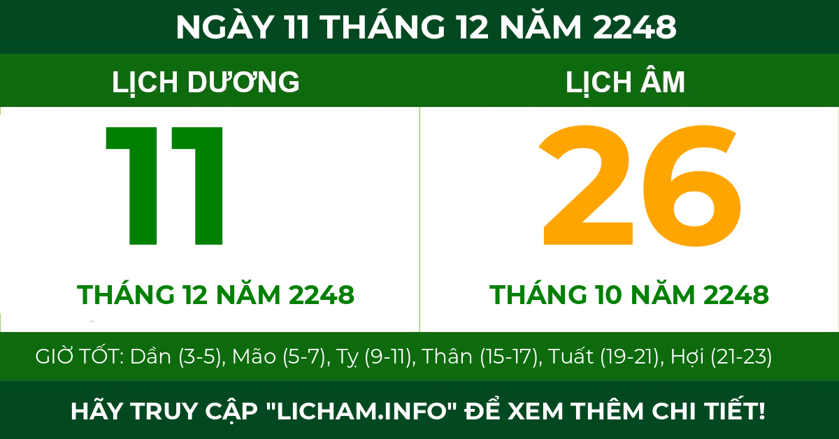 lịch âm ngày 11 tháng 12 năm 2248
