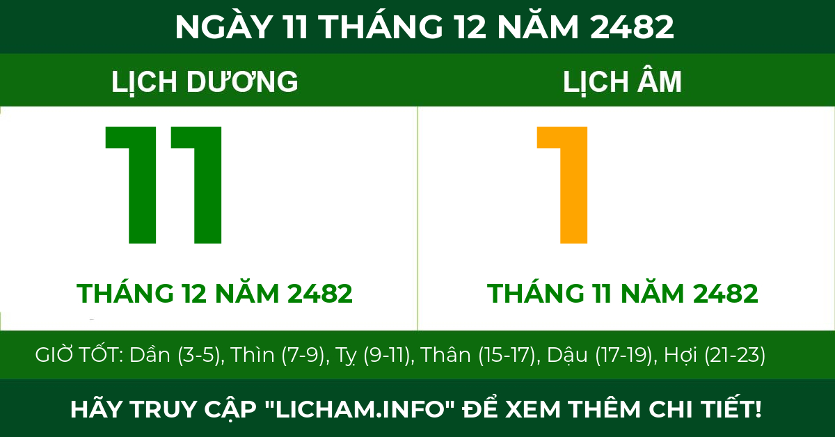 lịch âm ngày 11 tháng 12 năm 2482