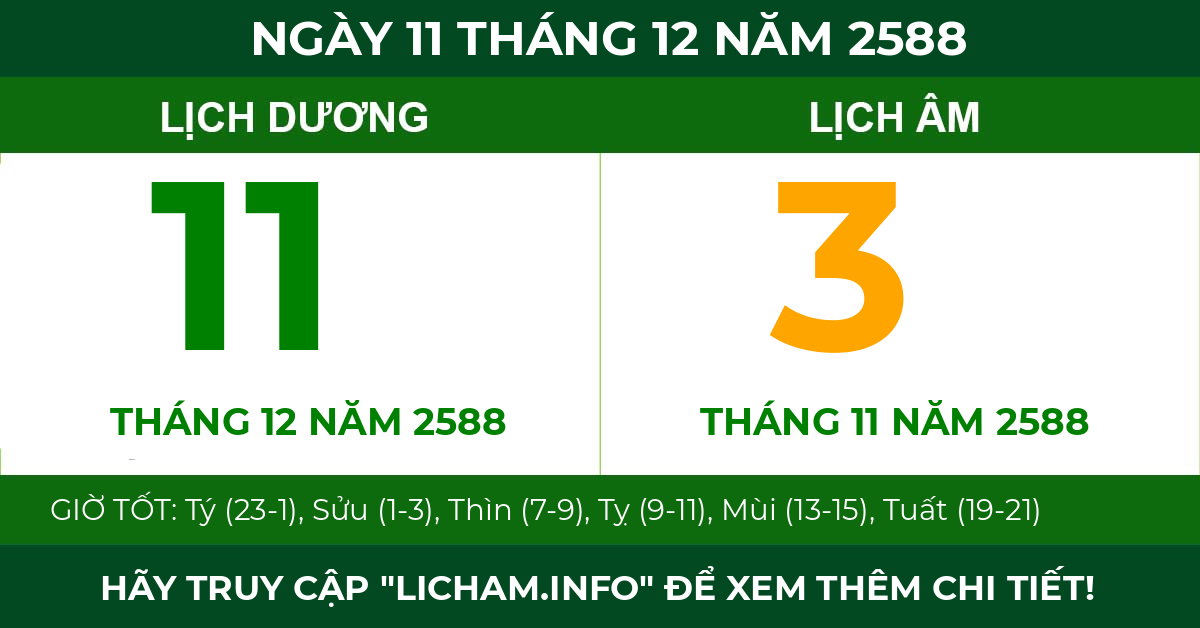 lịch âm ngày 11 tháng 12 năm 2588