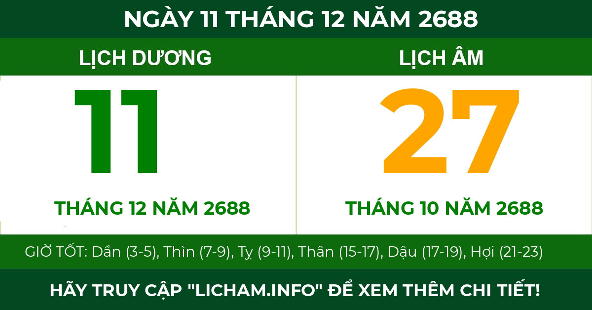 lịch âm ngày 11 tháng 12 năm 2688