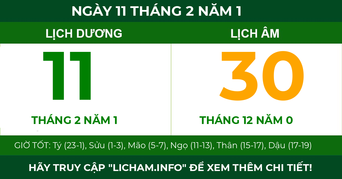 lịch âm ngày 11 tháng 2 năm 1