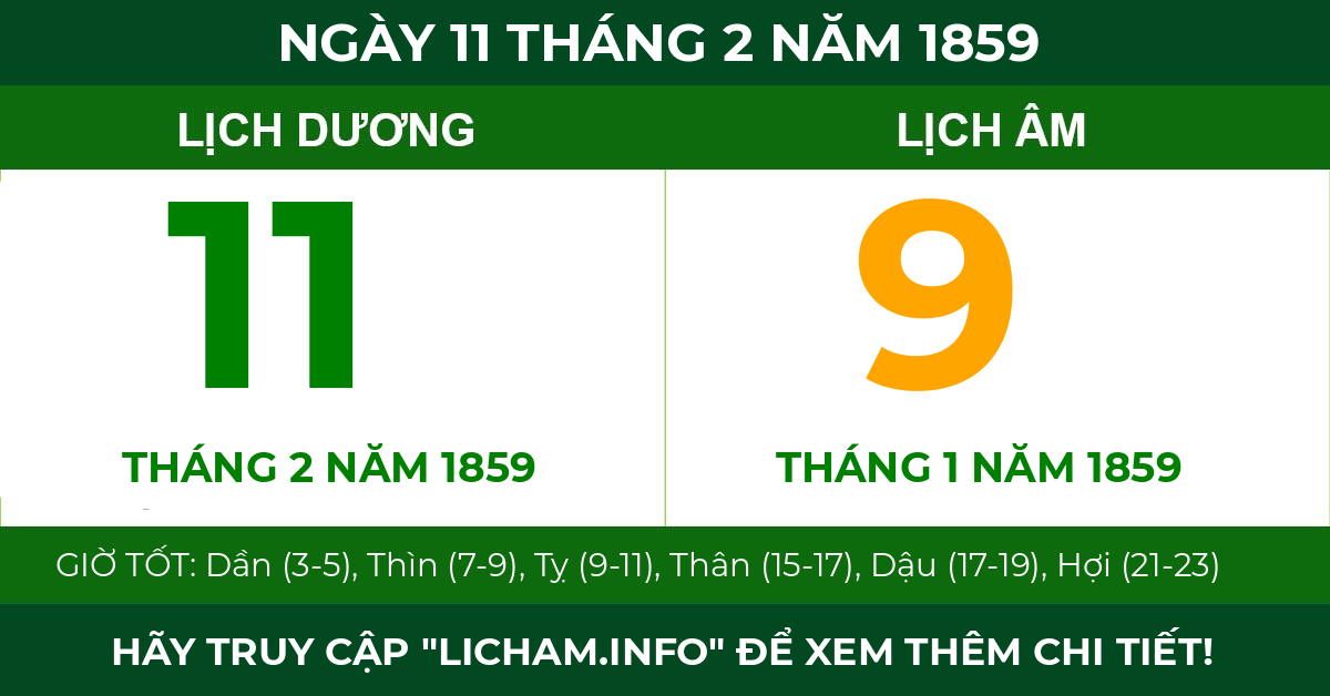 lịch âm ngày 11 tháng 2 năm 1859