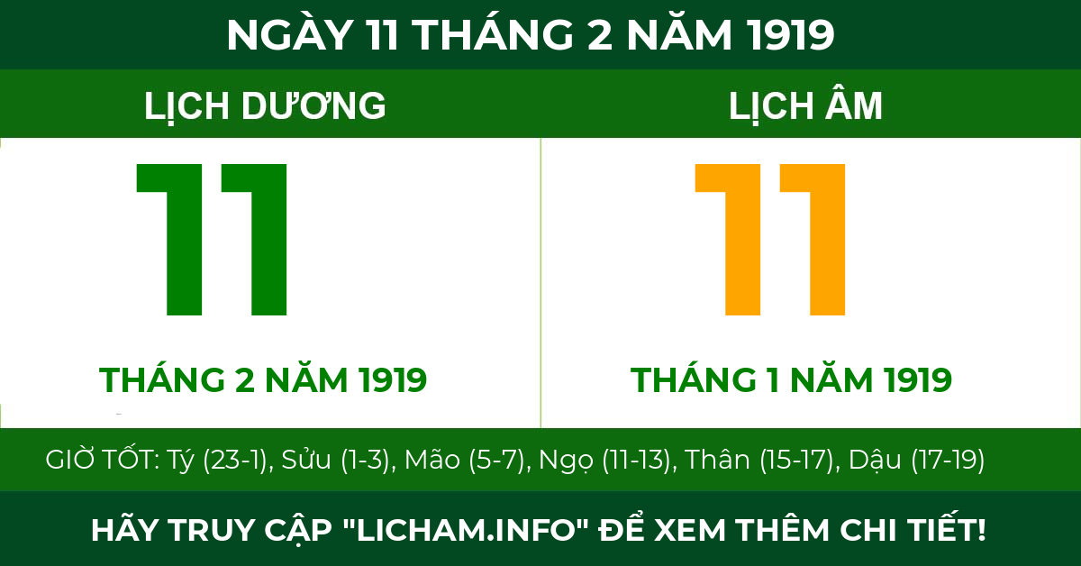 lịch âm ngày 11 tháng 2 năm 1919