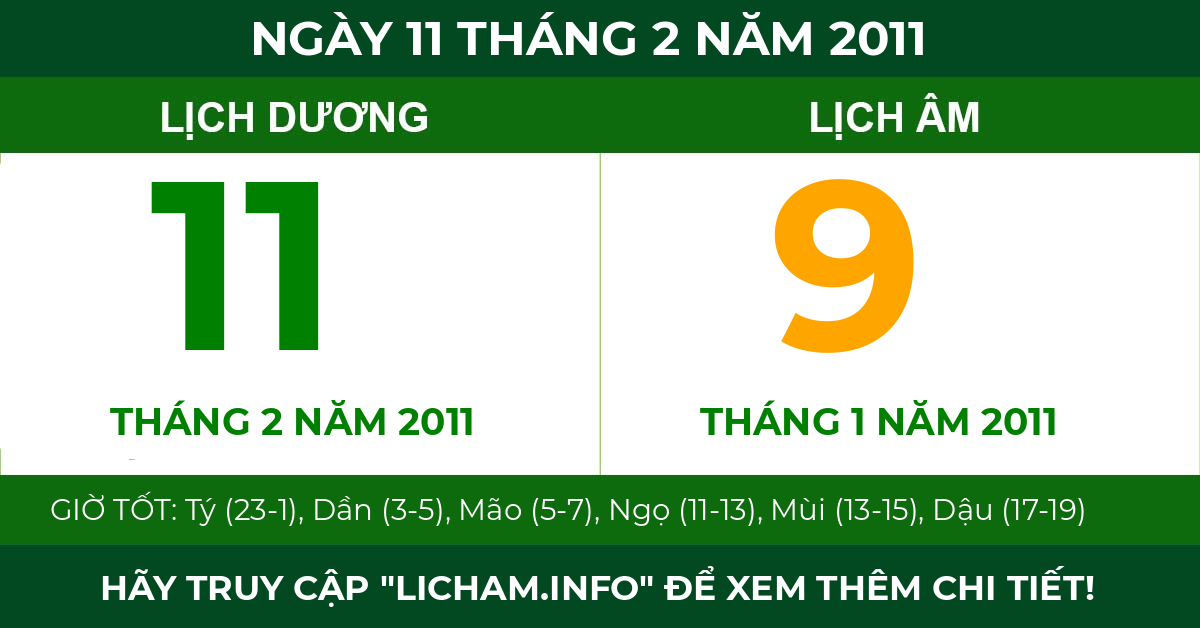 lịch âm ngày 11 tháng 2 năm 2011