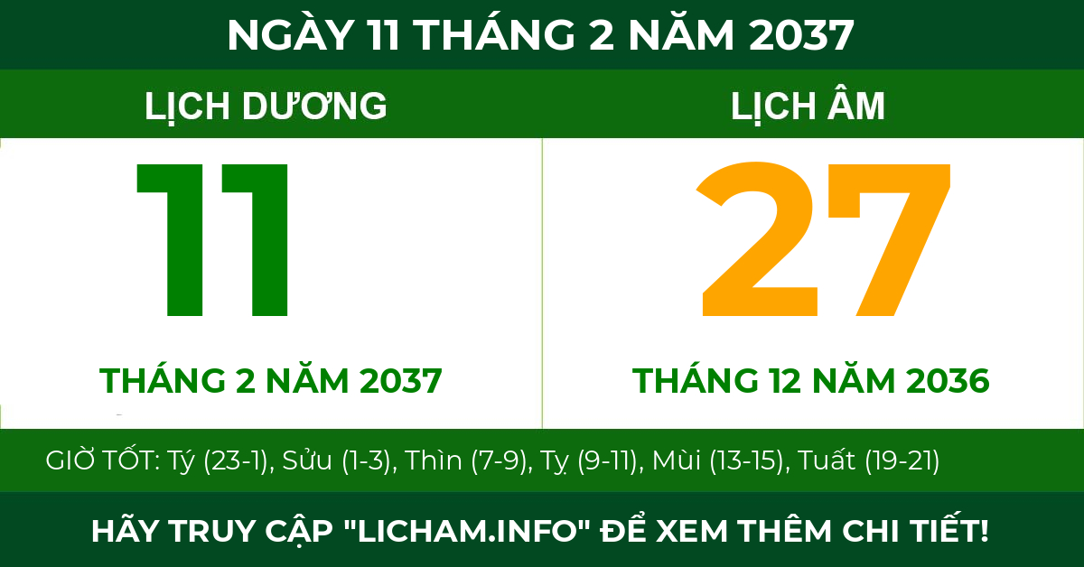 lịch âm ngày 11 tháng 2 năm 2037